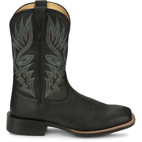 A right profile facing Justin Zeke 11" Black Men's Western Boot.