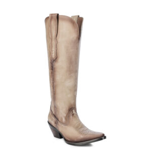 A 3/4 turned Corral Almond Embroidery Tall Top Snip Toe Women's Western Boot.