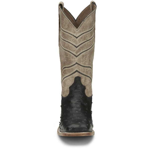 A forward-facing look at Tony Lama Amell 13" Black Full Quill Ostrich Men's Western Boot.