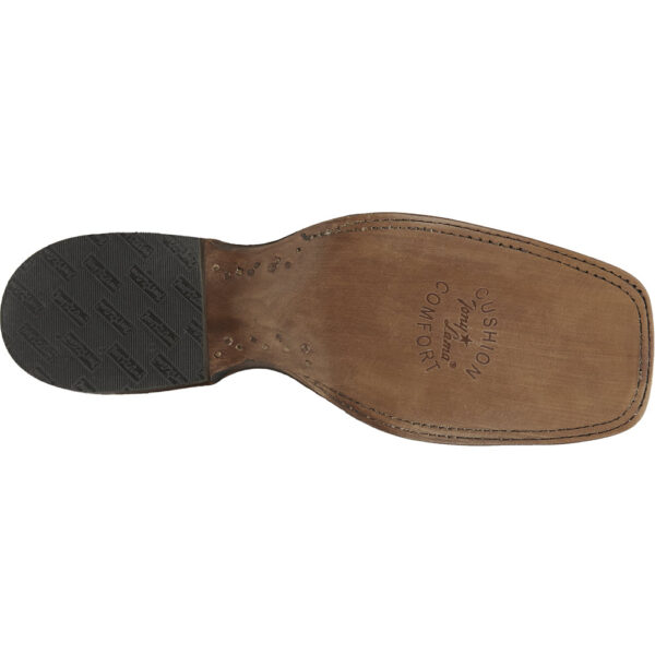 The sole of a Tony Lama Amell 13" Black Full Quill Ostrich Men's Western Boot.