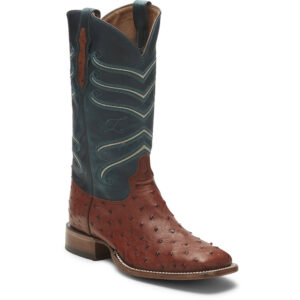 A 3/4 turned Tony Lama Amell 13" Topaz Full Quill Ostrich Men's Western Boot.