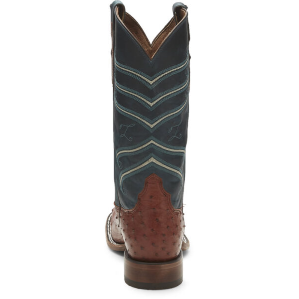 A look at the back and heel of a Tony Lama Amell 13" Topaz Full Quill Ostrich Men's Western Boot.