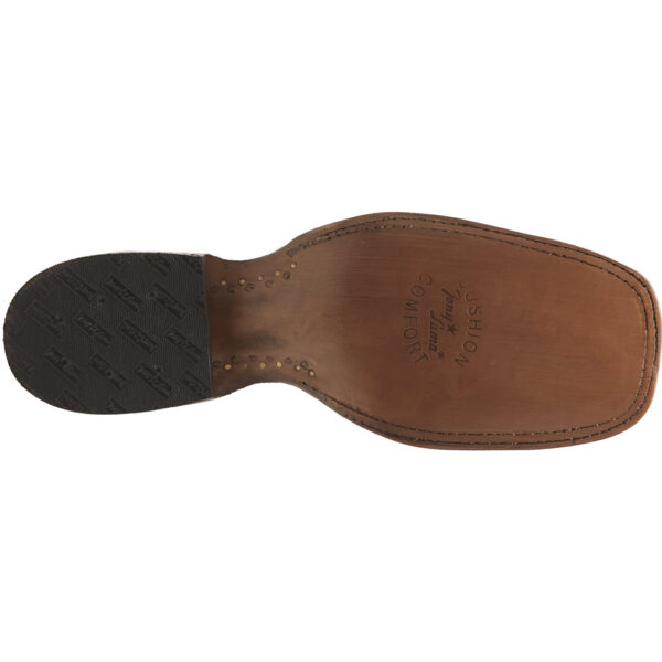 The sole of a Tony Lama Amell 13" Topaz Full Quill Ostrich Men's Western Boot.