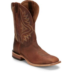 A 3/4 turned Tony Lama Avett 11" Honey Men's Western Boot.