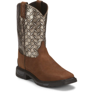 A 3/4 turned Tony Lama Diboll 11" Diamond Plate Men's Western Boot.