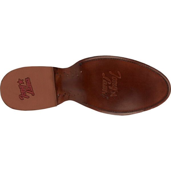 The sole of a Tony Lama Lenado Cognac Men's Western Boot.