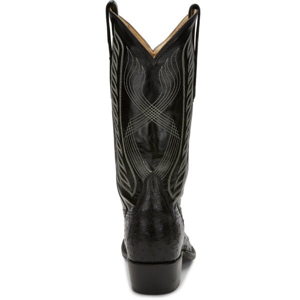 A look at the back and heel of a Tony Lama McCandles 13" Black Full Quill Ostrich Men's Western Boot.