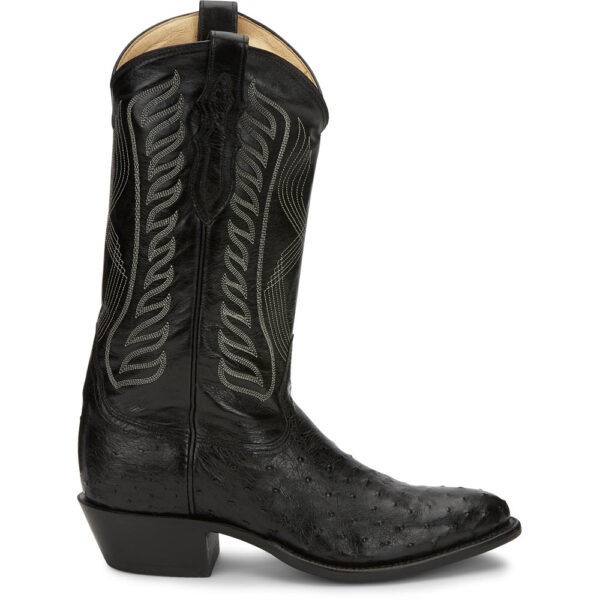 A right profile facing Tony Lama McCandles 13" Black Full Quill Ostrich Men's Western Boot.