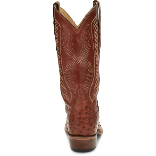 A look at the back and heel of a Tony Lama McCandles 13" Brandy Full Quill Ostrich Men's Western Boot.