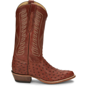 A right profile facing Tony Lama McCandles 13" Brandy Full Quill Ostrich Men's Western Boot.