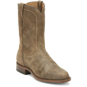 A 3/4 turned Tony Lama Monterey 10" Desert Tan Men's Wellington Boot.