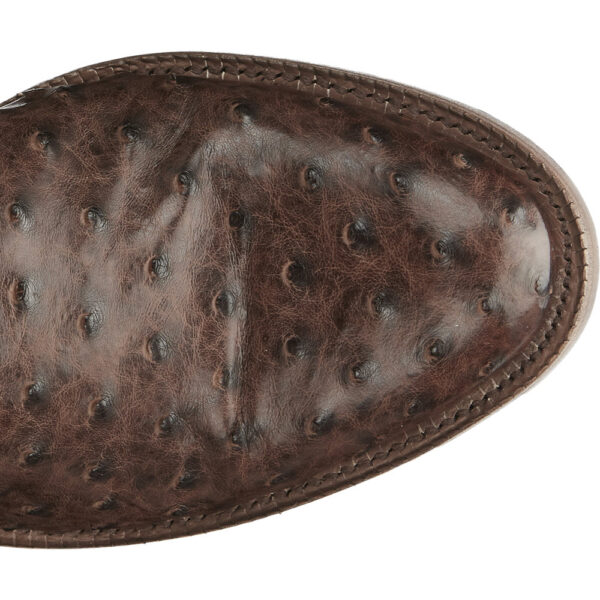 The toe shape of a Tony Lama Monterey 10" Full Quill Ostrich Men's Wellington Boot.