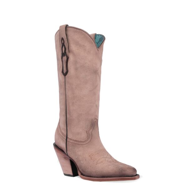 A 3/4 turned Corral Sand Embroidery Pointed Toe Women's Western Boot.