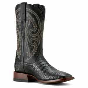 A 3/4 turned Ariat Men's Classic Callen Matte Black Western Boot.