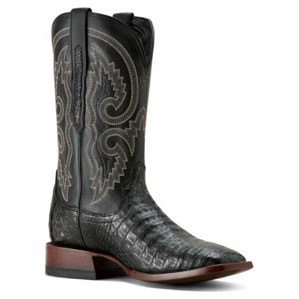 A 3/4 turned Ariat Men's Classic Callen Matte Black Western Boot.
