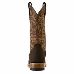 A look at the back and heel of an Ariat Men's Gold Point Chocolate Bison Cowboy Boot.