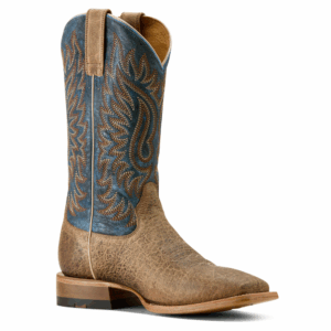 A 3/4 turned Ariat Men's Gold Point Earth Brown Cowboy Boot.