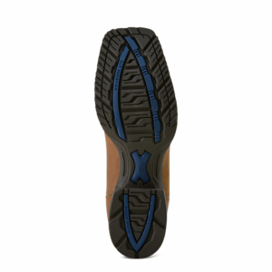 The sole of an Ariat Men's Hybrid Ranchway Waterproof Cowboy Boot.