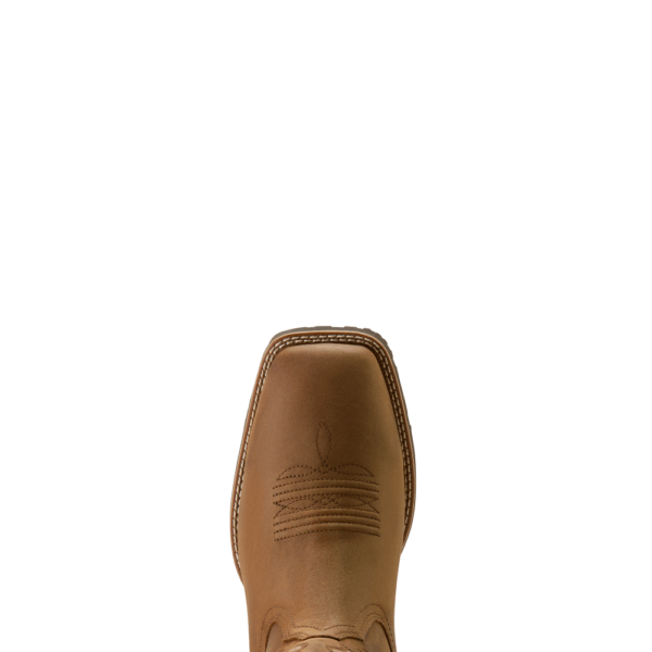 A look at the toe shape of an Ariat Men's Hybrid Ranchway Waterproof Cowboy Boot.