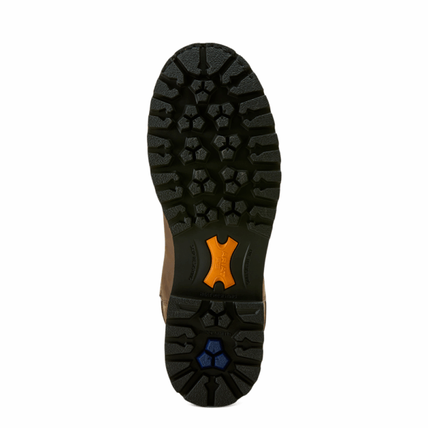 The sole of an Ariat Men's Longview Shock Shield MetGuard Waterproof Composite Toe Work Boot.