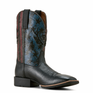 A 3/4 turned Ariat Men's Sport Liberty Antler Cowboy Boot.