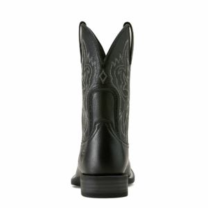 A look at the back and heel of an Ariat Men's Western Big Rig Black Deertan Cowboy Boot.