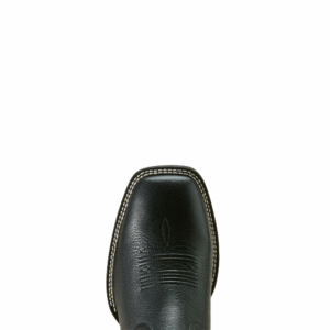A look at the toe shape of an Ariat Men's Big Rig Black Deertan Cowboy Boot.