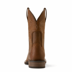 A look at the back and heel of an Ariat Men's Western Big Rig Distressed Brown Cowboy Boot.