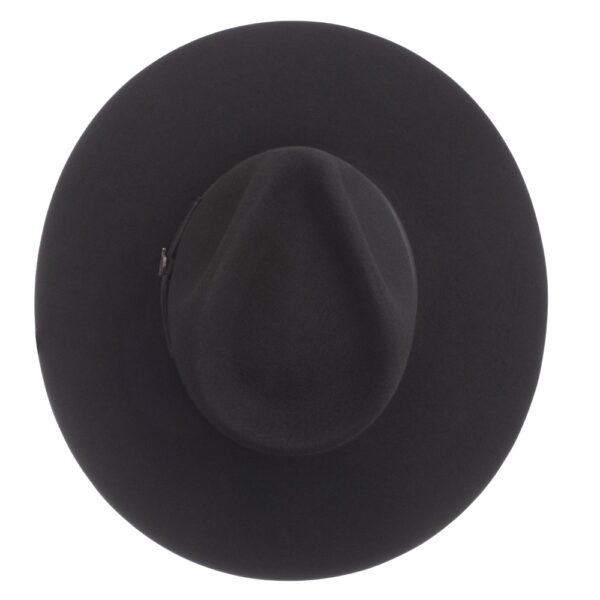 A look at the crown of a Charlie 1 Horse Highway Black Felt Western Hat.