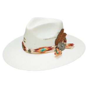 A 3/4 turned Charlie 1 Horse Navajo Fashion Hat.