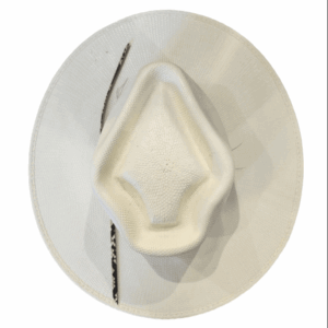 A look at the crown of a Charlie 1 Horse Spear Point White Straw Fashion Hat.