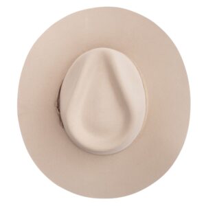 A look at the crown of a Charlie 1 Horse Women's Silver Belly Highway Fedora hat.