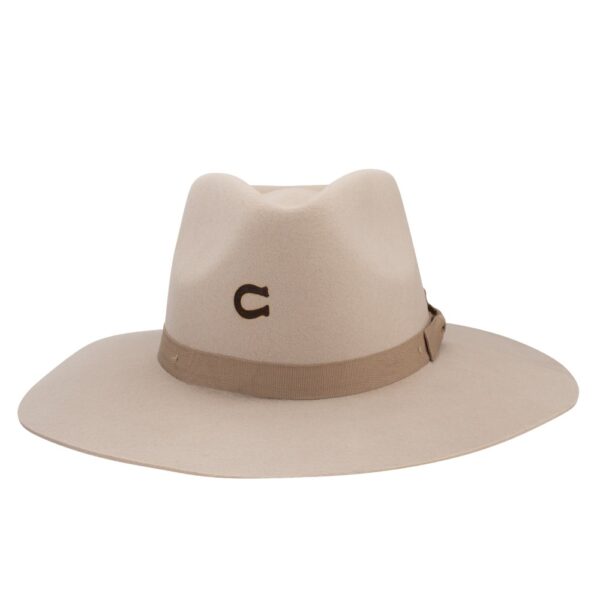 A front-facing look at the Charlie 1 Horse Women's Silver Belly Highway Fedora hat.