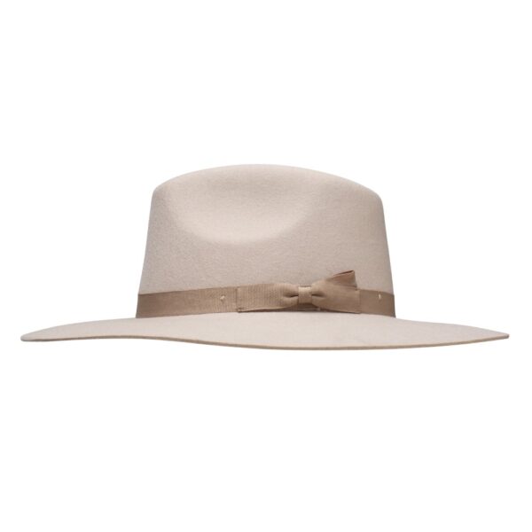 A profile look at the Charlie 1 Horse Women's Silver Belly Highway Fedora hat.