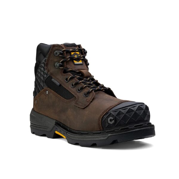 A 3/4 turned Chinook Pallet Jack 6" Brown Waterproof Composite Toe Lace-Up Work Boot.