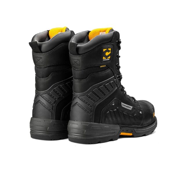 A look at the back and heel of a pair of Chinook Scorpion 9" Waterproof Composite Toe Lace-Up Work Boots.