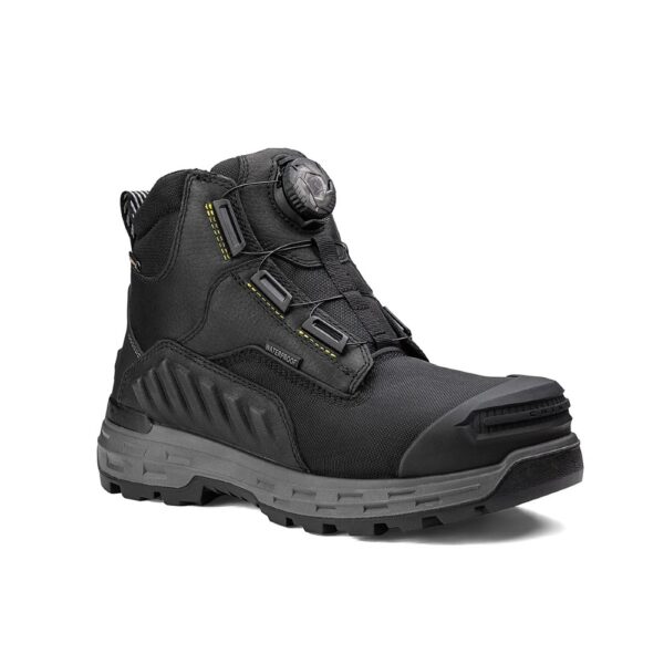 A 3/4 turned Chinook Wildwood 6" Black Turbolace Waterproof Composite Toe Work Boot.
