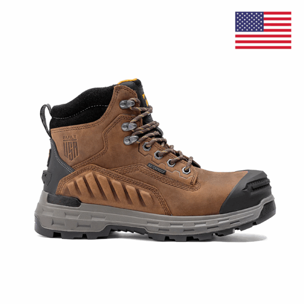 A right profile facing Chinook Wildwood 6" Brown Waterproof Composite Toe Lace-Up Work Boot.