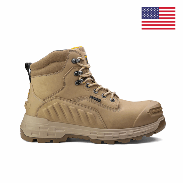 A right profile facing Chinook Wildwood 6" Stone Waterproof Composite Toe Lace-Up Work Boot.