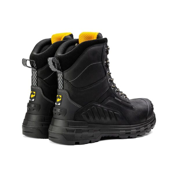 A look at the back and heel of a pair of Chinook Wildwood 8" Black Waterproof Composite Toe Lace-Up Work Boots.