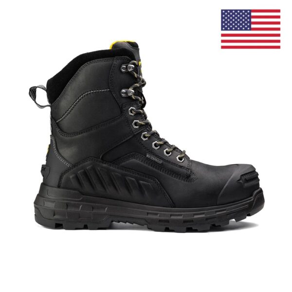 A right profile facing Chinook Wildwood 8" Black Waterproof Composite Toe Lace-Up Work Boot.