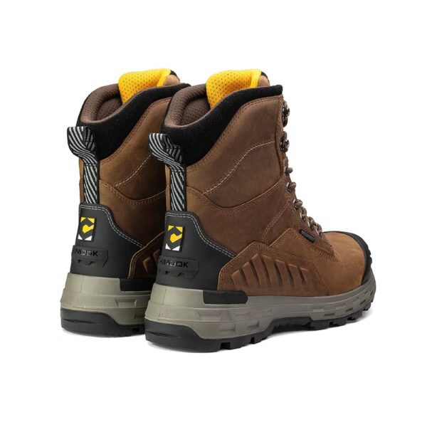 A look at the back and heel of a pair of Chinook Waterproof 8" Brown Waterproof Composite Toe Lace-Up Work Boots.