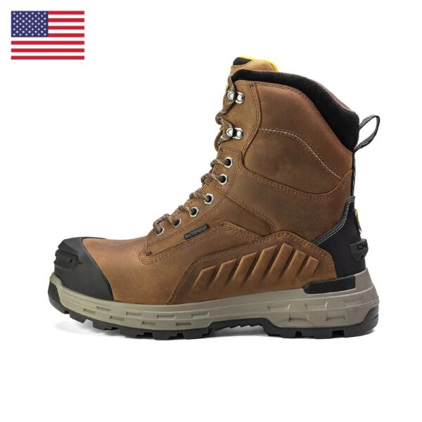 A left instep profile facing Chinook Wildwood 8" Brown Waterproof Composite Toe Lace-Up Work Boot.
