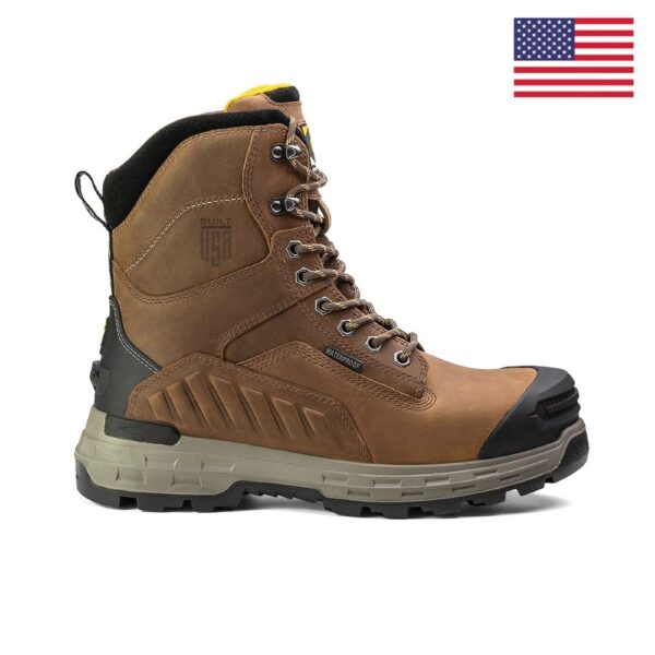 A right profile facing Chinook Wildwood 8" Brown Waterproof Composite Toe Lace-Up Work Boot.