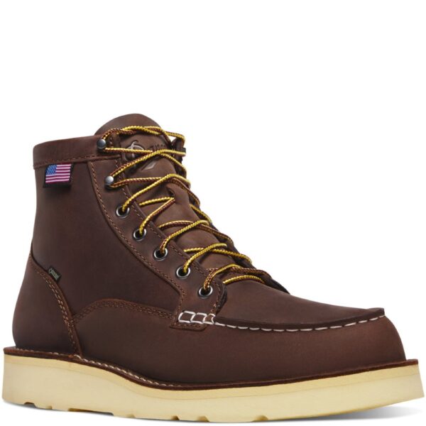 A 3/4 turned Danner Men's Bull Run GTX Waterproof Steel Toe 6" Work Boot.