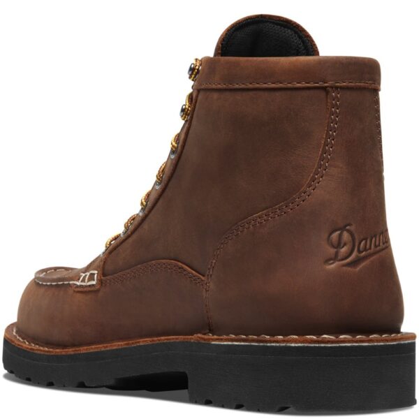 A look at the back and heel of a Danner Men's Bull Run GTX Waterproof Steel Toe 6" Work Boot.