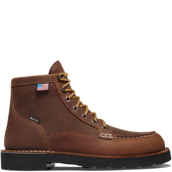 A right profile facing Danner Men's Bull Run GTX Waterproof Steel Toe 6" Work Boot.