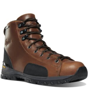 A 3/4 turned Danner Men's Stronghold Waterproof Composite Toe 6" Work Boot.