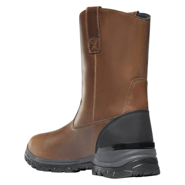 A look at the back and heel of a Danner Men's Stronghold Waterproof Composite Toe Pull-On Work Boot.