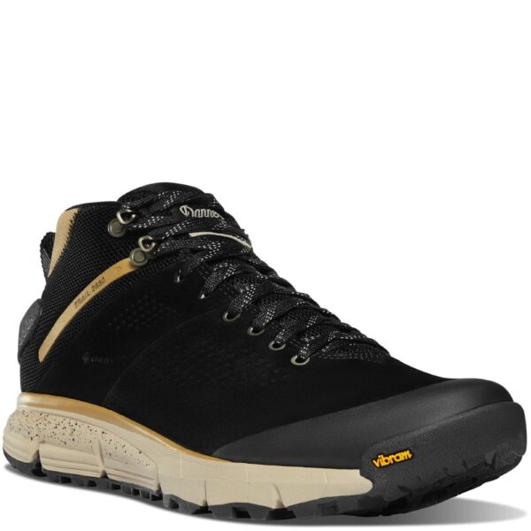 A 3/4 turned Danner Men's Trail 2650 Mid GTX Waterproof Hiking Shoe.